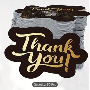 Thank You Cards, 50 Piece, Black & Gold